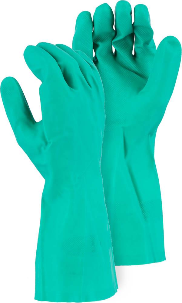 15 MIL Nitrile 12â€ Flock Lined Glove w Diamond Pattern