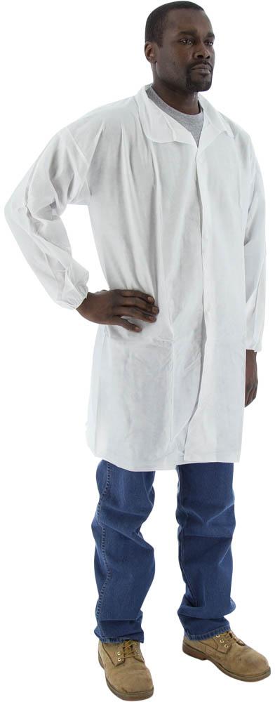 SMS Lab Coat with Elastic Wrist, Collar & 3 Snaps