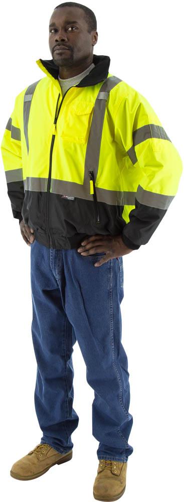 Hi-Viz Waterproof Jacket w Removable Liner, ANSI 3