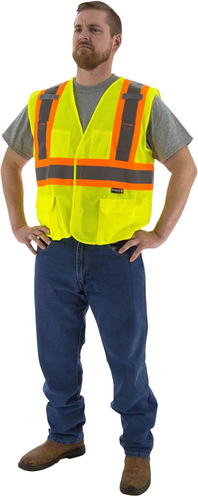 Hi-Viz Mesh Vest with DOT Striping, ANSI 2