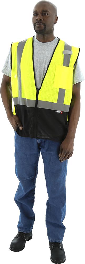 High Visibility Mesh Vest with Black Bottom, ANSI 2
