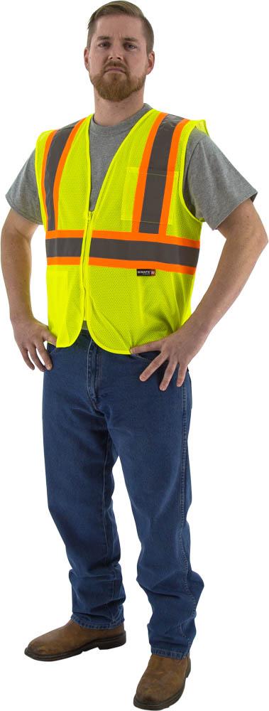Hi-Viz Mesh Vest with DOT Striping, ANSI 2