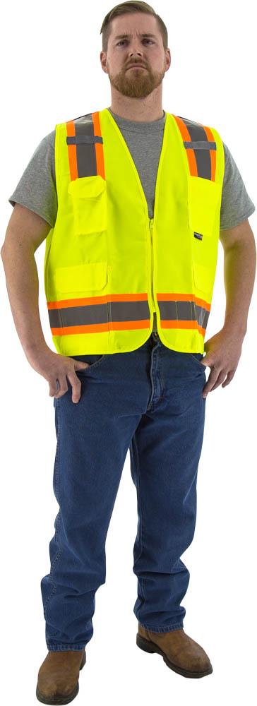 Hi-Viz Surveyors Vest w DOT Striping, ANSI 2