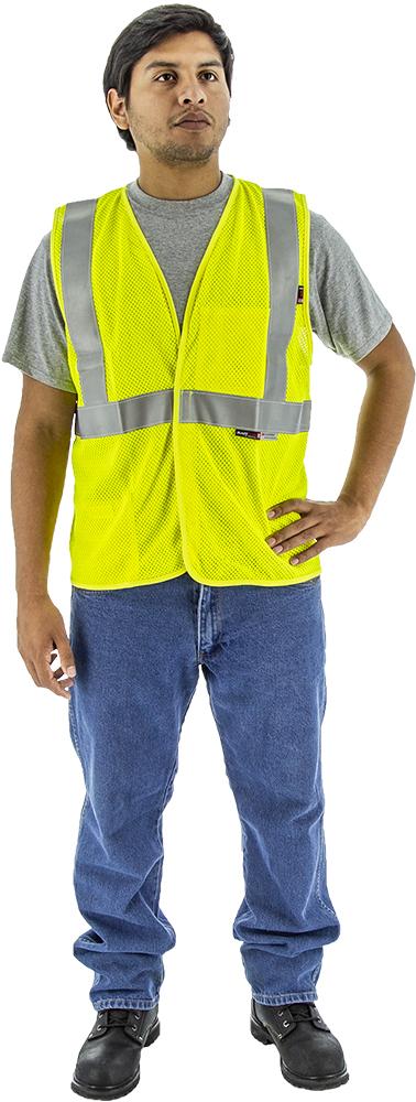 BlazeTEXÂ® FR Deluxe Mesh High Visibility Safety Vest, ANSI 2, R