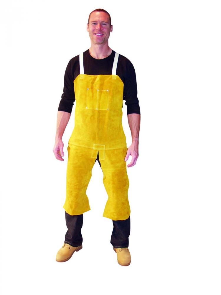 Bourbon Brown Premium Side Split Cowhide Split-Leg Bib Apron - 24&#34; x 42&#34;